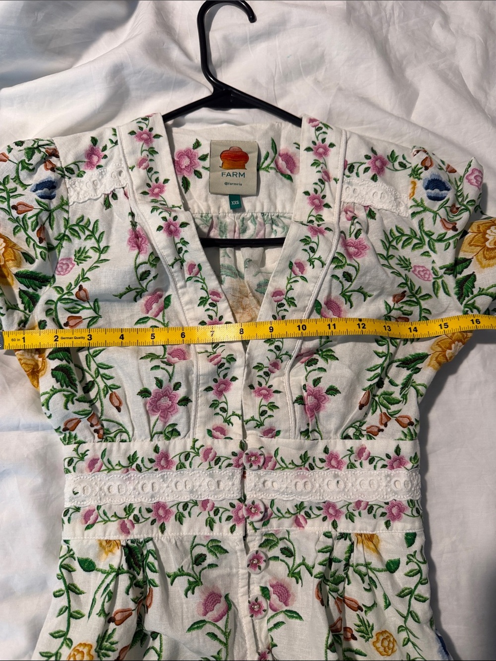 FARM RIO Folk Floral Linen Blend Wide-Leg Jumpsuit — Size XXS - Picture 11 of 15